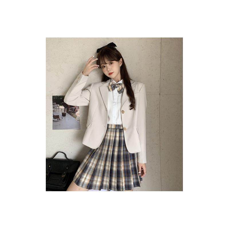 jk制服格裙西装外套秋冬季原创款学院风校供感小个子西服套装女