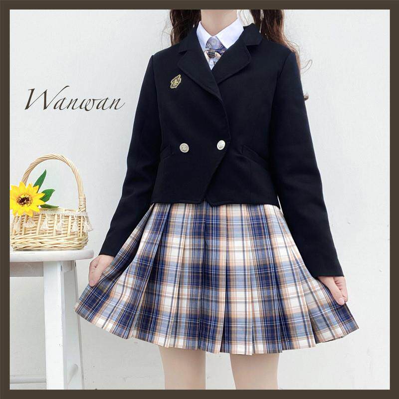 JK外套西服女黑色初秋西装长袖徽章制服学生上衣设计感小众