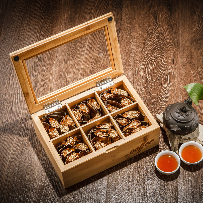 夭桃饰品楠竹天窗袋装木质储物盒