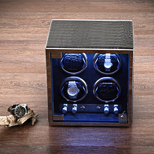 夭桃真皮led自动进口马达上链盒