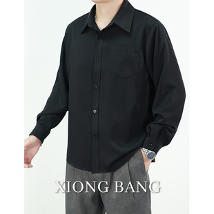 新款 纯色简约高级百搭衬衫 男士 大翻领男士 通勤上衣 长袖 2025秋季