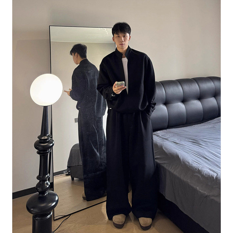 时尚百搭宽松假两件卫衣阔腿裤潮