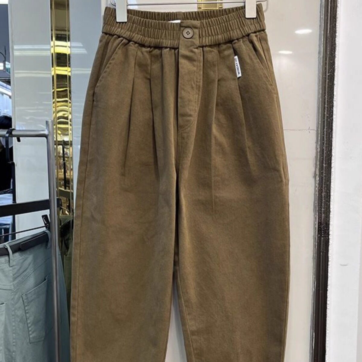 秋季加大码300斤日系松紧腰哈伦裤男女韩版工装显瘦复古老爹裤潮2