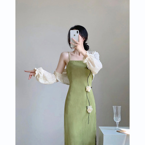 纯欲气质法式吊带连衣裙套装春季女装新款时尚盐系穿搭御姐两件套