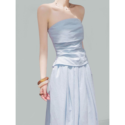 高级设计感衬衫穿搭一整套夏季新款显瘦气质抹胸上衣半身裙两件套