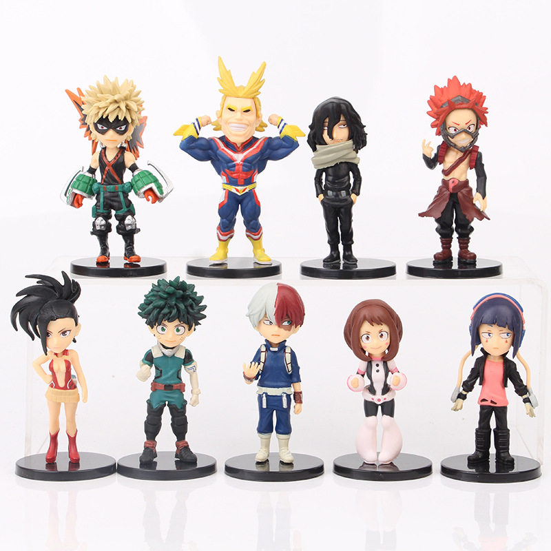 new 9pcs anime dolls my hero academia action figure izuku mi