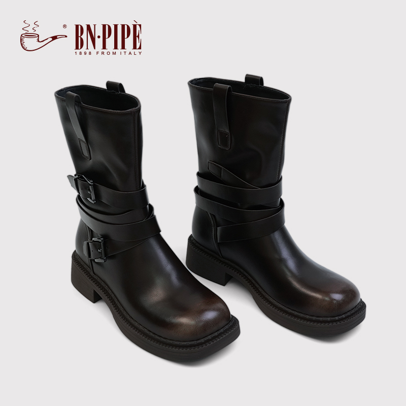 百年烟斗2024冬季新款女士骑士靴