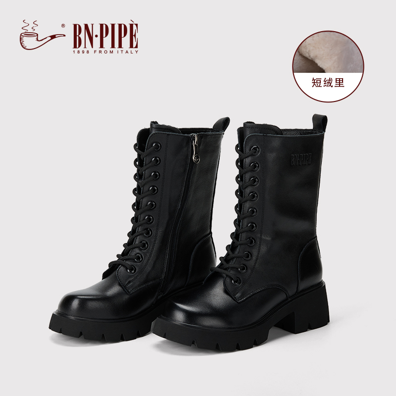 百年烟斗高筒马丁靴女款加绒女鞋