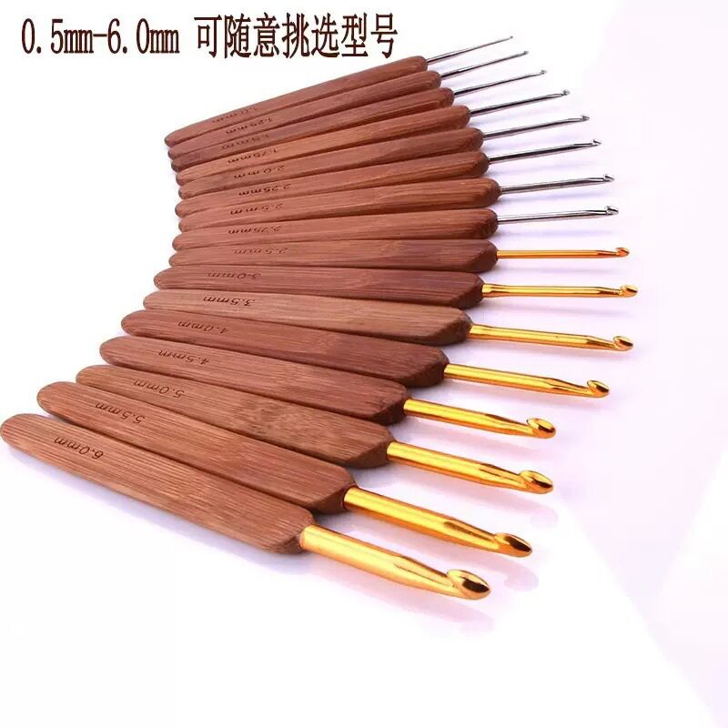 竹柄钩针脏辩接发 钩针 碳化竹柄铁头钩针手工毛衣针编织工具