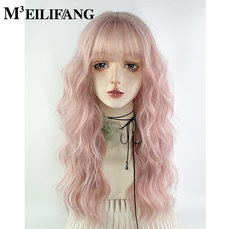 粉色蛋卷浅色芭比卷doll感假发