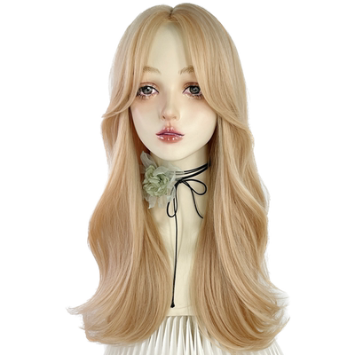 白金色长卷发中分y2k大波浪假发