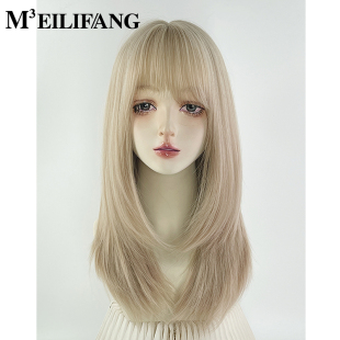 破产姐妹cos假发卡洛琳carolin白金色lolita女全头套层次jk长直发