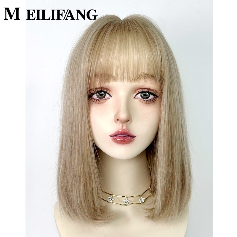 美立方短发假发白金色女全头套欧美y2k齐肩金发中短款lolita日常,美发护发/假发,日常整顶假发,淘宝优惠券,粉丝福利购,淘宝优惠卷