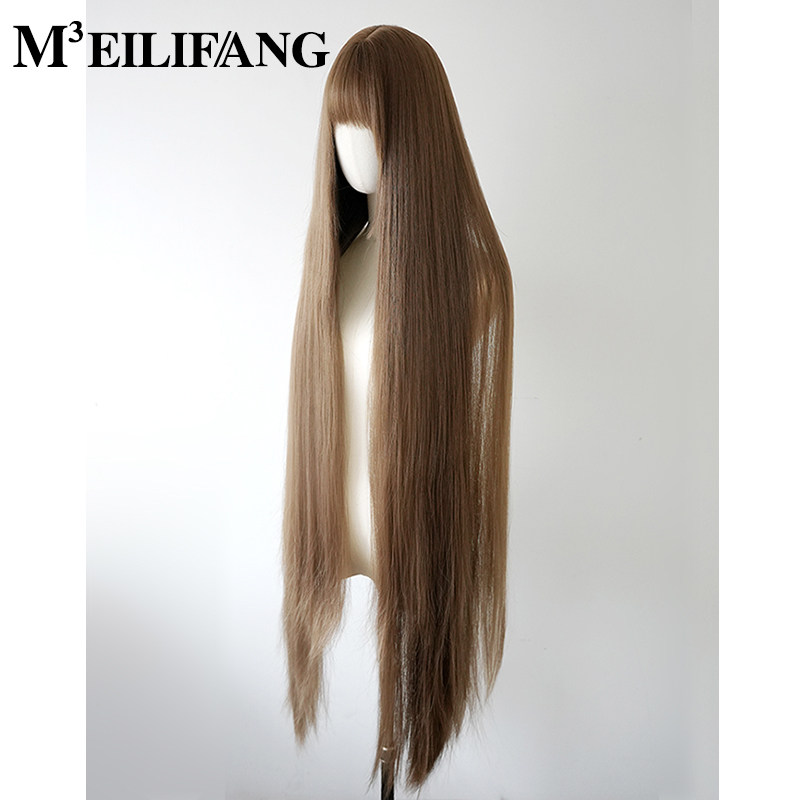 亚麻棕色超长假发全头套女lolita长直发一米三130cos万用洛丽塔毛
