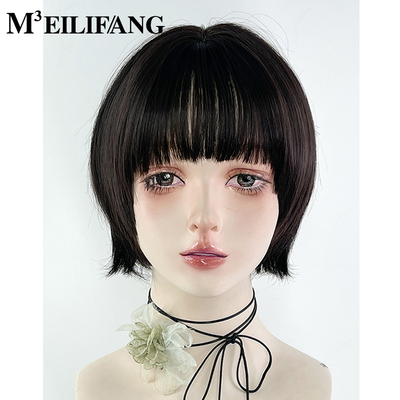 黑色短发日系波波头微反翘假发