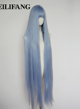 超长假发蓝色女全头套130cm万用cos1m1米3长一米三假毛lolita整顶