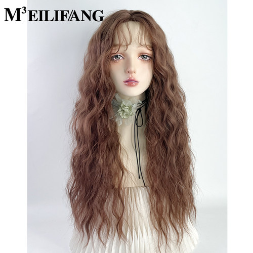 芭比卷胎毛刘海中分美拉德棕假发
