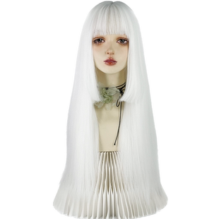 白色假发公主切长发cos万用万圣节lolita姬发全头套女浅色长直发