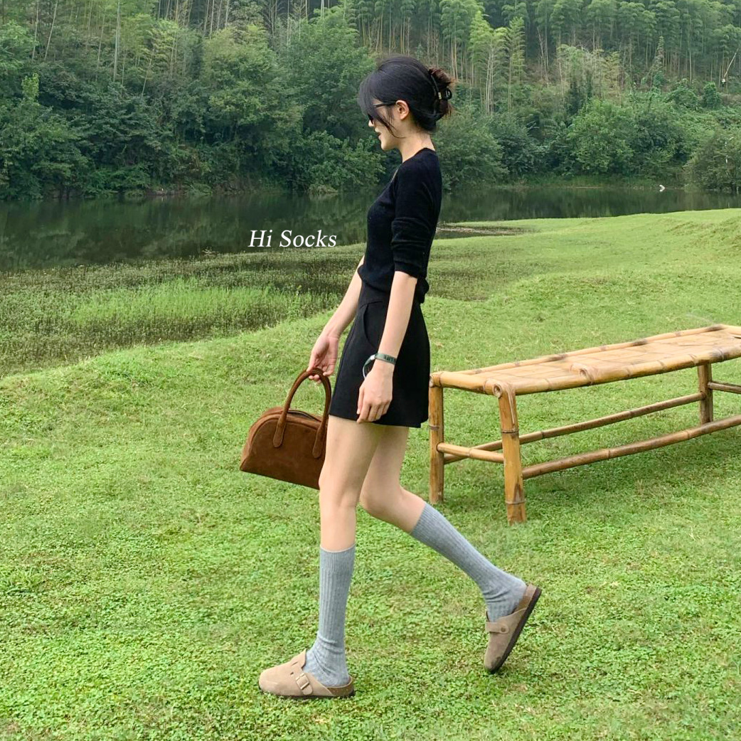 纯色小腿袜羊毛压力瘦腿堆堆袜