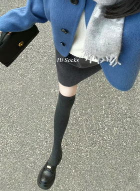 日系纯灰色过膝袜jk小腿长筒袜加厚堆堆长袜子女棉打底袜ins潮袜