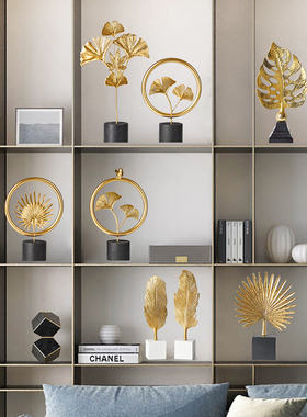 北欧轻奢风客厅电视柜酒柜小摆件玄关铁艺摆设创意U桌面布置装饰