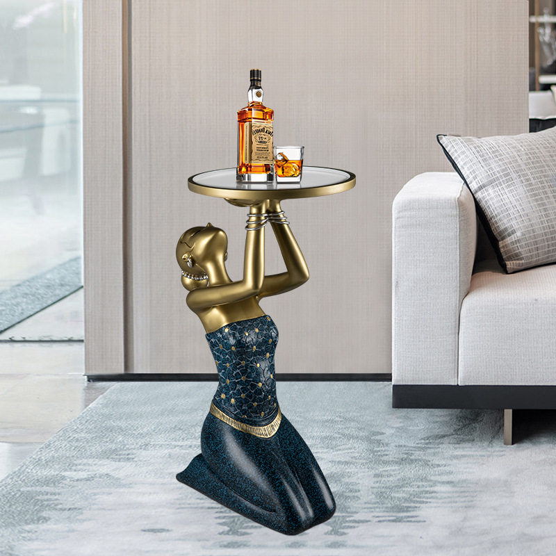 民族风傣族少女客厅落地摆件大型托盘茶几沙发电视柜旁边艺术装饰,家居饰品,落地摆件,淘宝优惠券,粉丝福利购,淘宝优惠卷