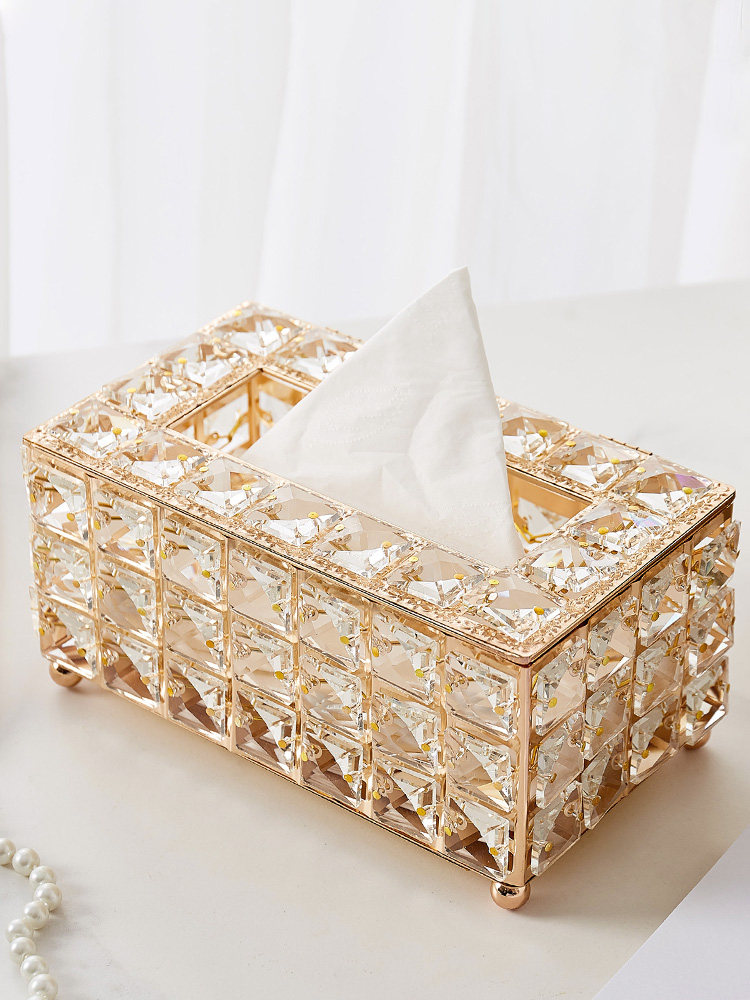 Simple modern crystal tissue box Dining table toilet paper box Coffee table Removable toilet paper box Household living room creative high-grade household