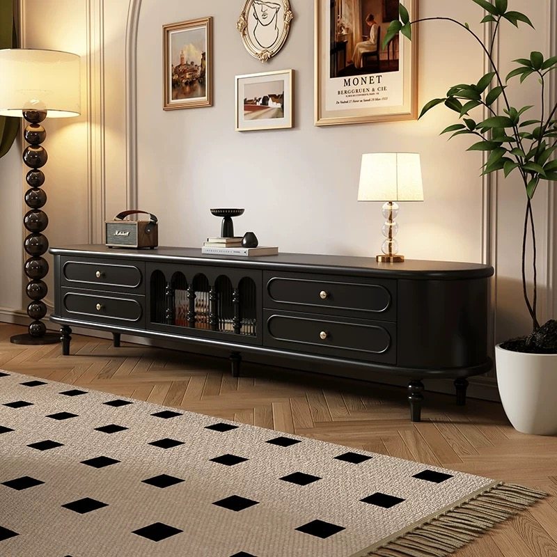 复古电视柜客厅茶几组合中古风落地收纳储物柜子美式实木电视机柜,住宅家具,电视柜,淘宝优惠券,粉丝福利购,淘宝优惠卷