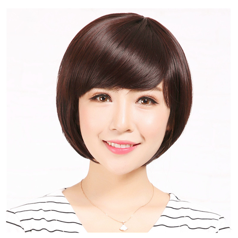 中老年假发女士短发真发bobo头假发套蓬松修脸自然时尚波波头妈妈