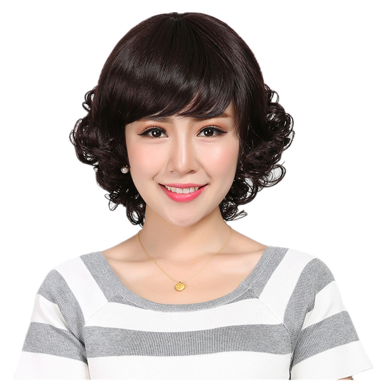 女士逼真时尚风中老年假发