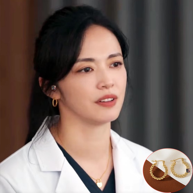 乔杨姚晨同款耳环简约麻花编织金属耳圈个性时尚耳坠以美之名耳饰
