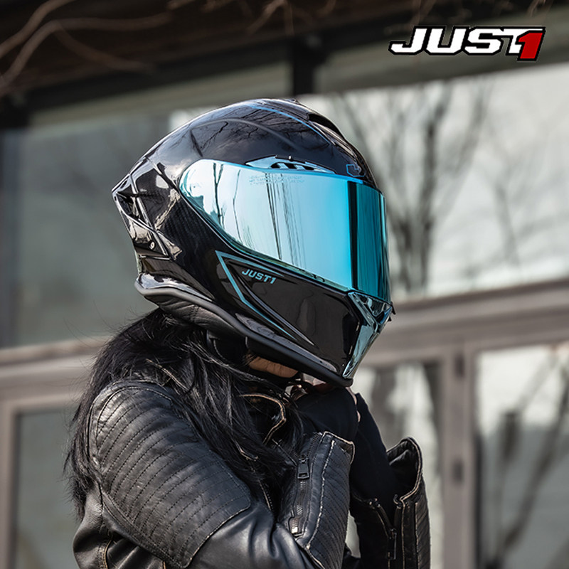 意大利JUST1碳纤维摩托车头盔机车赛道全盔四季男女通用街车摩旅