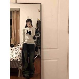 纯棉卡通猫咪正肩白色长袖 内搭保暖上衣服 t恤女2025秋冬新款 修身