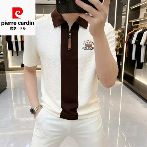 皮尔卡丹男夏季短袖撞色POLO衫