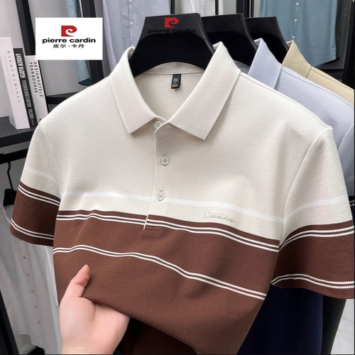 皮尔卡丹夏季丝光棉短袖POLO衫