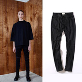 现货 高质量FOG比伯同款 高街膝盖破洞侧拉链修身 小脚牛仔裤 潮