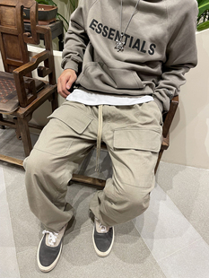 GOD第七季 复古做旧口袋工装 裤 新品 高街长裤 FOG抽绳束脚裤 FEAR
