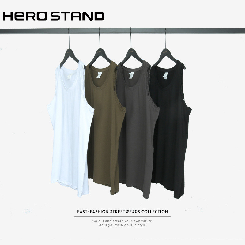 潮牌男士宽松纯色个性街头背心