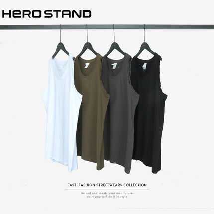 品质推荐！2024高街潮牌男士街头背心割烂破洞宽松纯色背心个性