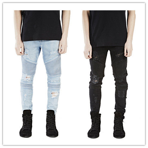 【現貨】 街頭破洞BIKER JEANS立體剪裁修身彈性小腳機車牛仔褲潮在類目 男裝, 牛仔褲中 - 來自Buy2taobao.com提供專業的淘寶代購服務
