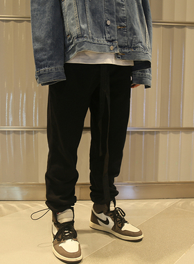 第六季主线6th FOG风高街长裤束脚飘带抽绳纯黑色男运动裤卫裤潮