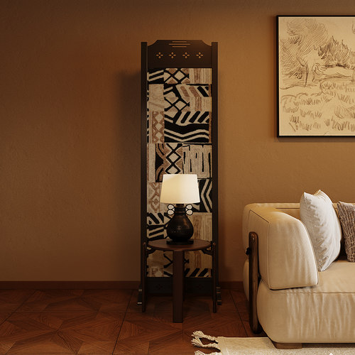 中古艺术抽象风格折叠实木屏风漆画屏风高端入户客厅隔断定制图案