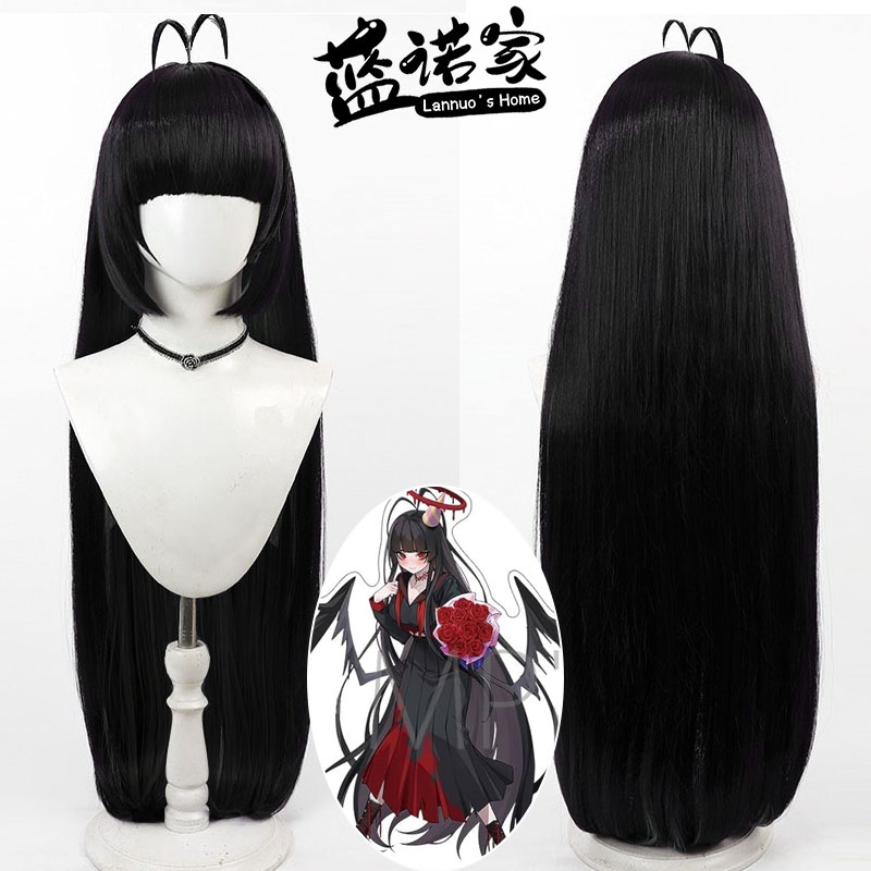 【蓝诺家】蔚蓝档案 剑崎鹤城剑先弦生cos假发仿真头皮黑色长直发