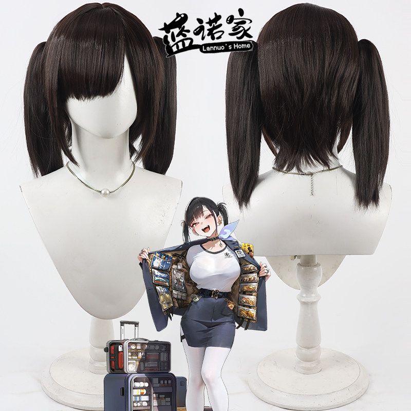 【蓝诺家】胜利女神 索拉cos假发 仿真头皮 分体马尾 深棕色