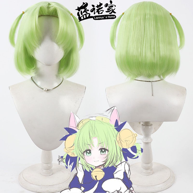 【蓝诺家】Di Gi Charat 铃铛猫娘cos假发 仿真头皮 一体辫子