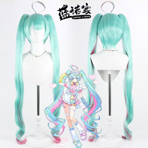【蓝诺家】良笑社 可爱亚文化 初音未来cos假发 分体双色马尾