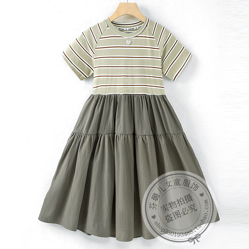 女童条纹短袖连衣裙夏季薄款韩国儿童装大童女孩夏天洋气T恤裙子,童装/婴儿装/亲子装,连衣裙,淘宝优惠券,粉丝福利购,淘宝优惠卷