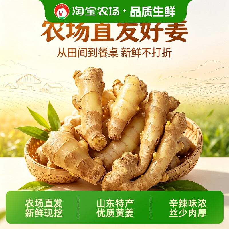 山东生姜老姜大黄姜农场直发新鲜批发干姜农家黄姜月子姜正宗食用