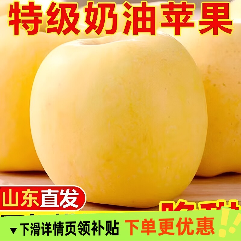正宗山东烟台黄金奶油富士苹果图片