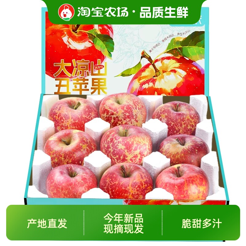 正宗大凉山冰糖心苹果红富士丑苹果当季脆甜新鲜孕妇水果直发现摘图片